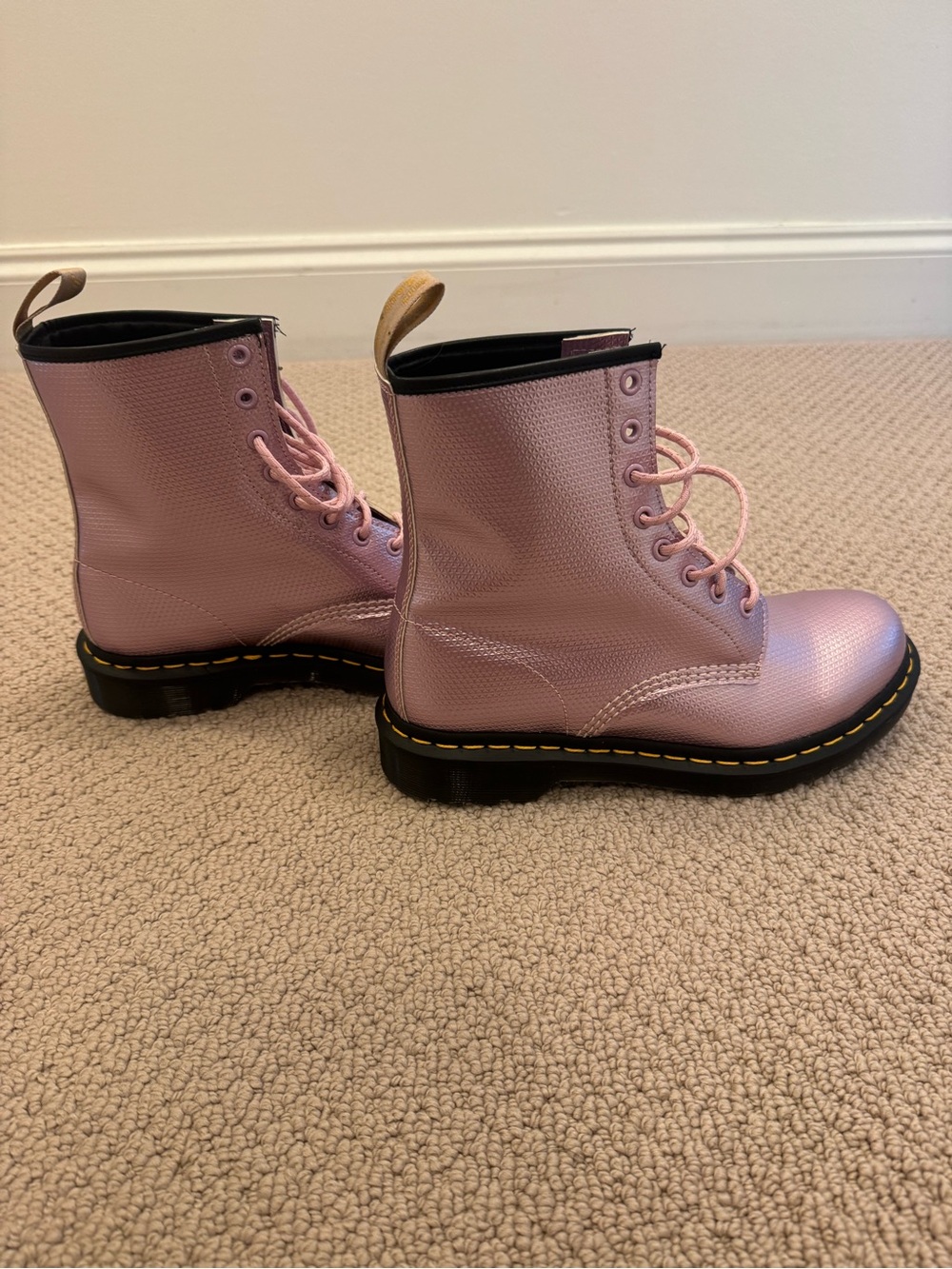 Dr. Martens Metallic Pink Lace-Up Combat Boots - Picture 2 of 6
